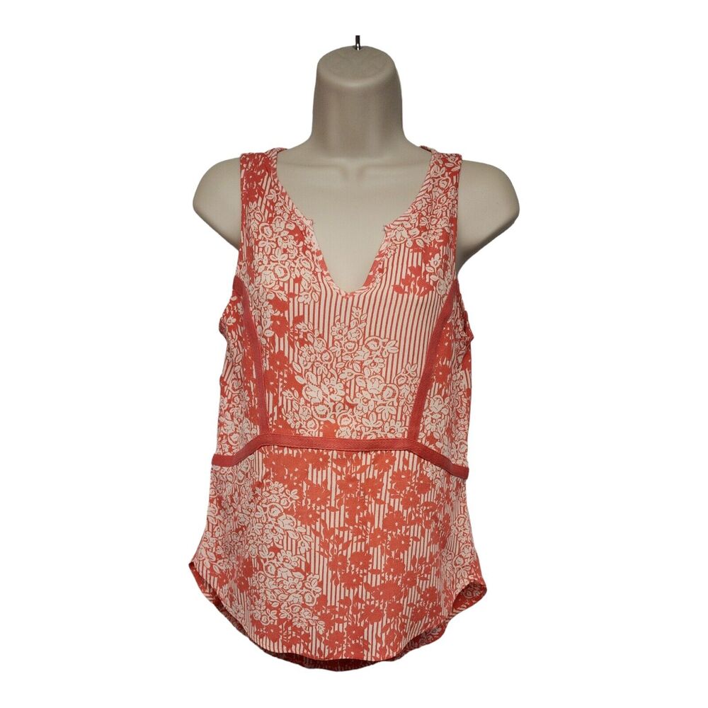 Miami Multicolor Pink & Ivory Lo-Hi Blouse Size Pink, Rayon Ivory Size Small